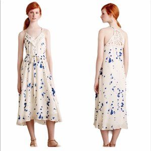 Anthropologie Maeve White and Blue Crochet Dress Size Small - Great Condition